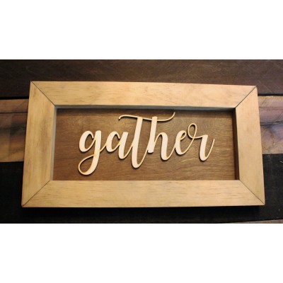 Gather - 3D Layered Wood Sign Script Lettering 13 1/2" x 7 1/2   153140009579